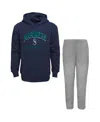 Outerstuff Toddler Boys And Girls Navy, Gray Seattle Mariners Play-by-play Pullover Fleece Hoodie And Pants Set In Navy,gray