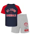 Outerstuff Infant Boys And Girls Navy, Heather Gray St. Louis Cardinals Ground Out Baller Raglan T-shirt And Sh In Navy,heather Gray
