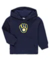 Outerstuff Toddler Boys And Girls Navy Milwaukee Brewers Team Primary Logo Fleece Pullover Hoodie In Navy