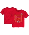 OUTERSTUFF TODDLER BOYS AND GIRLS RED KANSAS CITY CHIEFS SUPER BOWL LVIII CHAMPIONS HOMETOWN ON TOP T-SHIRT
