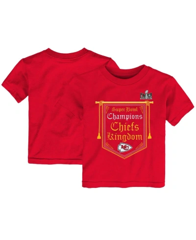 Outerstuff Babies' Toddler Boys And Girls Red Kansas City Chiefs Super Bowl Lviii Champions Hometown On Top T-shirt