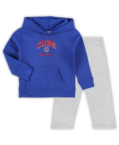 Outerstuff Babies' Toddler Boys And Girls Royal, Gray Chicago Cubs Play-by-play Pullover Fleece Hoodie And Pants Set In Royal,gray