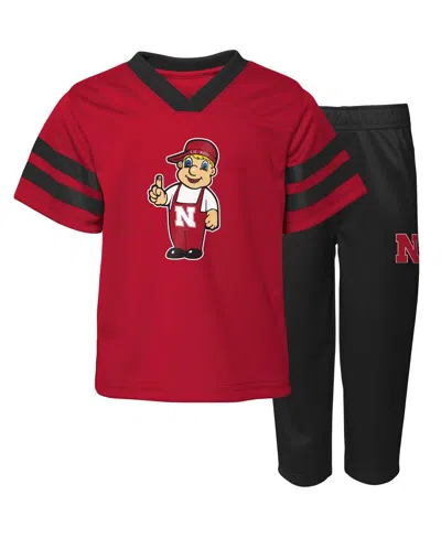 Outerstuff Babies' Toddler Boys And Girls Scarlet Nebraska Huskers Two-piece Red Zone Jersey And Pants Set