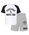 Outerstuff Infant Boys And Girls White, Heather Gray Chicago White Sox Ground Out Baller Raglan T-shirt And Sho In White,heather Gray