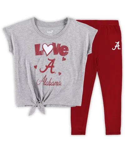 Outerstuff Babies' Toddler Boys Heather Gray, Crimson Alabama Crimson Tide Forever Love Team T-shirt And Leggings Set In Heather Gray,crimson
