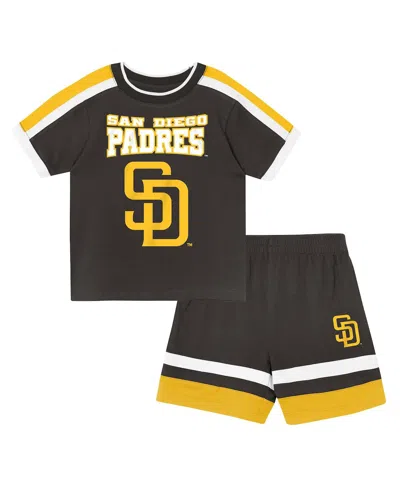 Outerstuff Babies' Toddler Brown San Diego Padres Ground Ball T-shirt And Shorts Set In Multi