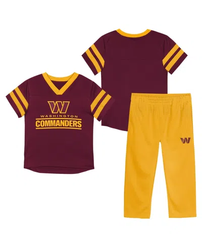 Outerstuff Babies' Toddler Burgundy/gold Washington Commanders Red Zone Jersey & Top Pants Set In Multi