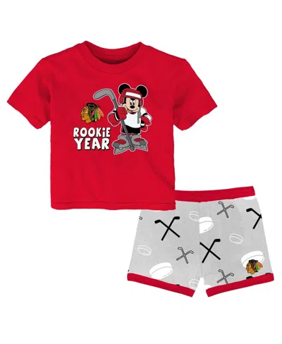 Outerstuff Babies' Toddler Chicago Blackhawks Disney Rookie Year T-shirt Shorts Set In Red