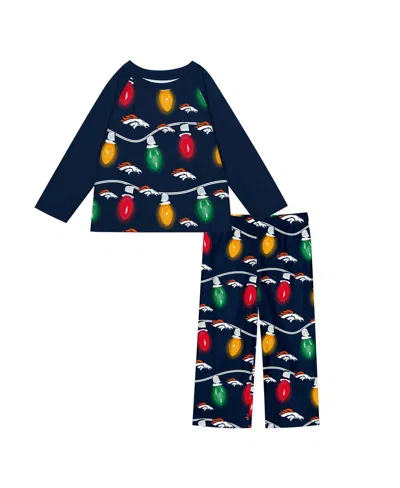 OUTERSTUFF TODDLER DENVER BRONCOS TWO-PIECE GARLAND HOLIDAY LONG SLEEVE PAJAMA SET