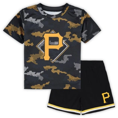 Outerstuff Kids' Toddler Fanatics Branded Black Pittsburgh Pirates Field Ball T-shirt & Shorts Set