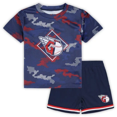 Outerstuff Kids' Toddler Fanatics Branded Navy Cleveland Guardians Field Ball T-shirt & Shorts Set