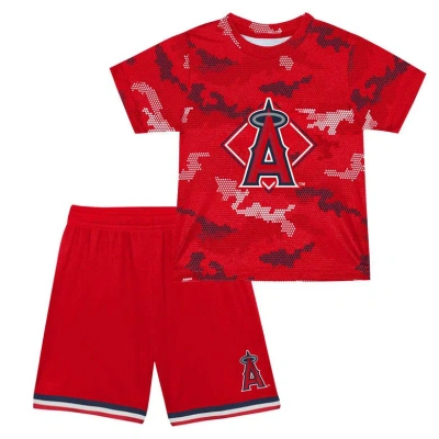 Outerstuff Kids' Toddler Fanatics Branded Red Los Angeles Angels Field Ball T-shirt & Shorts Set