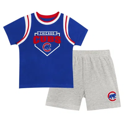 Outerstuff Kids' Toddler Fanatics Branded Royal/gray Chicago Cubs Bases Loaded T-shirt & Shorts Set