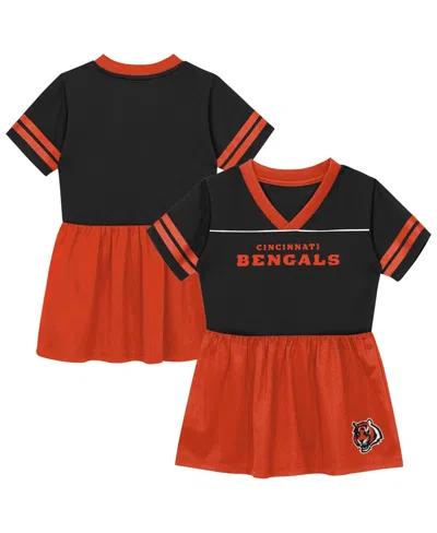 Outerstuff Babies' Toddler Girls' 2t-5t Cincinnati Bengals Stadium Lights Fit & Flare V-neck Jersey Dress In Black