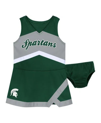 Outerstuff Babies' Toddler Girls' 2t-5t Michigan State Spartans Cheer Captain V-neck Dress And Bloomers, 2-piece Set In Green