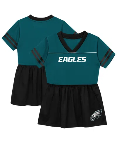 Outerstuff Babies' Toddler Girls' 2t-5t Philadelphia Eagles V-neck Mesh Side Panels Fit & Flare Dress In Gold