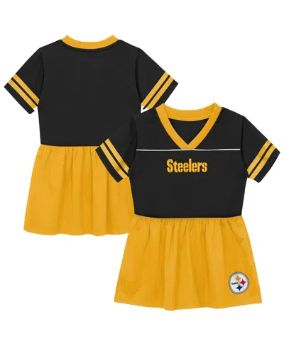 Outerstuff Babies' Toddler Girls' 2t-5t Pittsburgh Steelers Stadium Lights V-neck Short-sleeve Fit & Flare Dress In Black