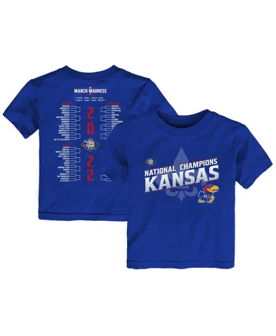 Outerstuff Babies' Toddler Girls And Boys Royal Kansas Jayhawks 2022 Ncaa Men's Basketball National Champions Bracket T