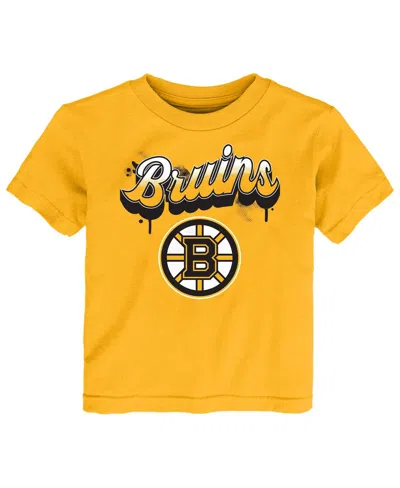 Outerstuff Babies' Toddler Gold Boston Bruins Bubbly Script T-shirt