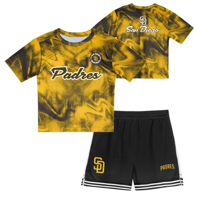 Outerstuff Kids'  Toddler Gold/brown San Diego Padres Pinch Hitter Infielder T-shirt & Shorts Set