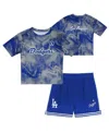 Outerstuff Toddler Gray/royal Los Angeles Dodgers Pinch Hitter Infielder T-shirt Shorts Set