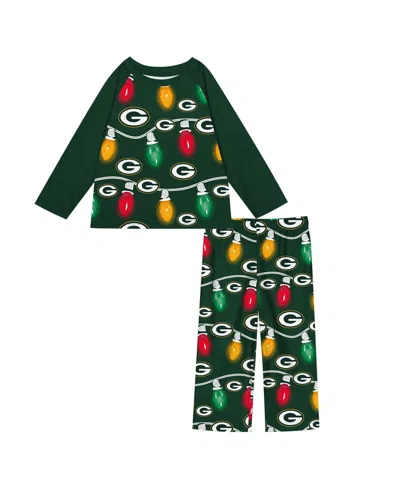Outerstuff Babies' Toddler Green Bay Packers Two-piece Garland Holiday Long Sleeve Pajama Set