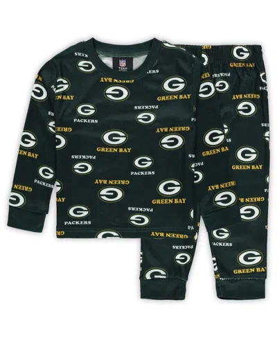 Outerstuff Babies' Toddler Green Green Bay Packers All-over-print Long Sleeve T-shirt And Pants Sleep Set