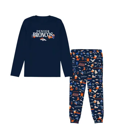 Outerstuff Babies' Toddler Navy Denver Broncos Chestnut Holiday Sleep Set In Blue