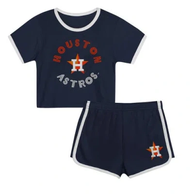 Outerstuff Kids'  Toddler  Navy Houston Astros Double Run T-shirt & Shorts Set In Blue