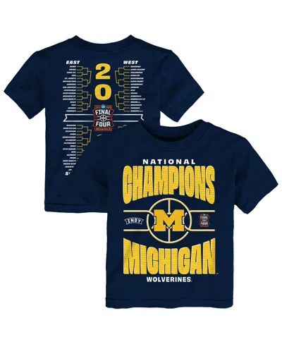 Outerstuff Babies' Toddler Navy Michigan Wolverines 2026 Ncaa Men's Basketball National Champions Bracket T-shirt In Blue