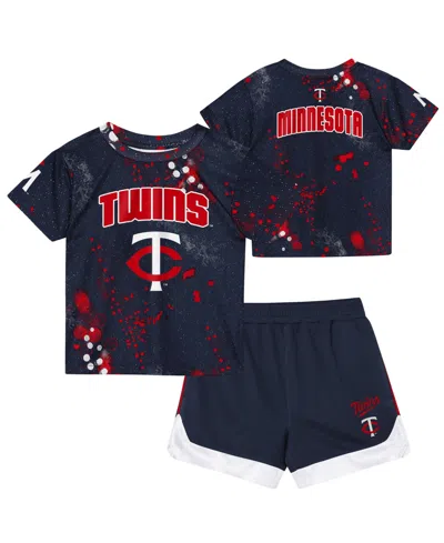 Outerstuff Babies' Toddler Navy Minnesota Twins Pinch Hitter T-shirt And Shorts Set In Black