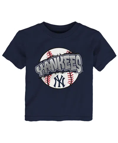 Outerstuff Babies' Toddler Navy New York Yankees Split Ball T-shirt In Blue