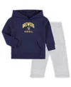 Outerstuff Toddler Navy/gray Milwaukee Brewers Play-by-play Pullover Fleece Hoodie Pants Set In Navy,gray