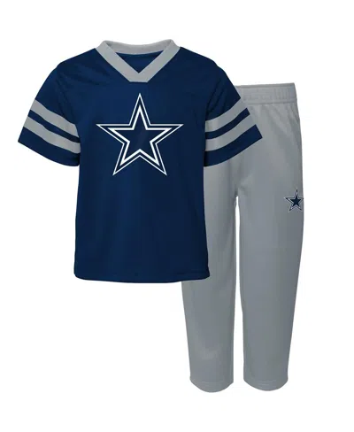 Outerstuff Babies' Toddler Navy/heather Gray Dallas Cowboys Red Zone Jersey Pants Set In Navy,heather Gray