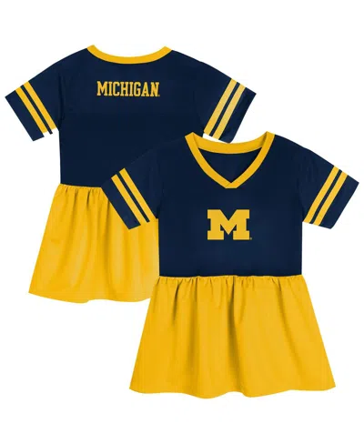 Outerstuff Babies' Toddler Navy/maize Michigan Wolverines Stadium Lights Fashion Jersey Dress In Yellow