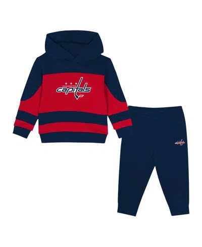 Outerstuff Babies' Toddler Navy/red Washington Capitals Puck Hero Fleece Hoodie And Sweatpants Set In Navy,red