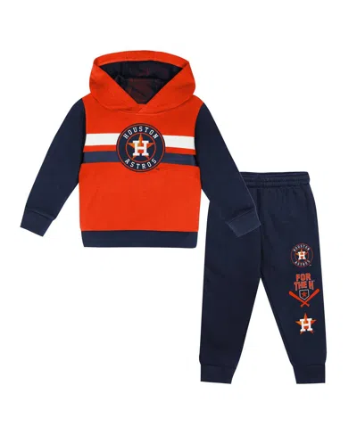 Outerstuff Babies' Toddler Orange/navy Houston Astros Wind Up Pullover Hoodie And Sweatpants Set In Multi
