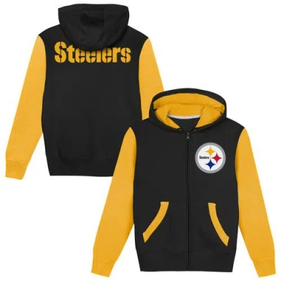 Outerstuff Kids' Toddler  Black/gold Pittsburgh Steelers Stadium Colorblock Full-zip Hoodie