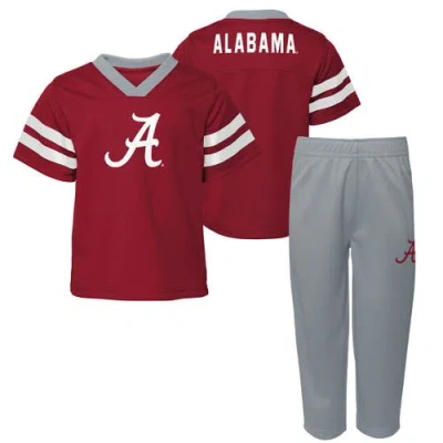 Outerstuff Kids' Toddler  Crimson/gray Alabama Crimson Tide Red Zone Two-piece V-neck Top And Pants Set