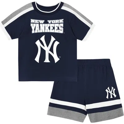 Outerstuff Kids' Toddler  Navy New York Yankees Ground Ball T-shirt & Shorts Set In Blue