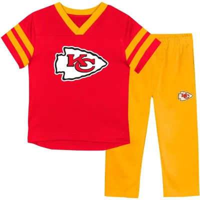 Outerstuff Kids' Toddler  Red/gold Kansas City Chiefs Red Zone V-neck T-shirt & Pants Set