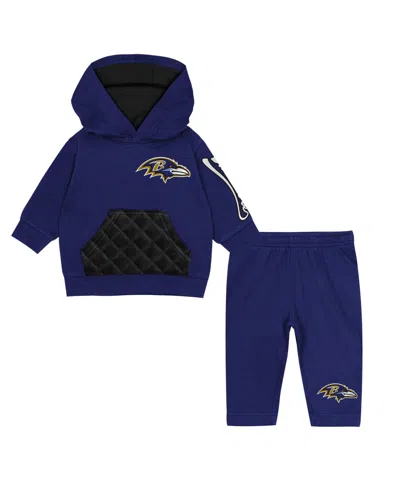 Outerstuff Babies' Toddler Purple Baltimore Ravens Drive Stopper Hoodie & Pants Fleece Set In Blue