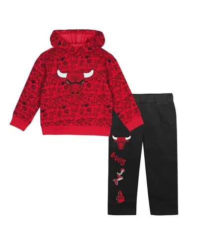 Outerstuff Kids' Toddler Red Chicago Bulls Give And Go Pullover Hoodie And Sweatpants Set
