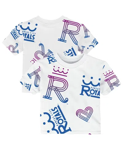 Outerstuff Babies' Toddler White Kansas City Royals 2026 City Connect Game Day T-shirt In Animal Print