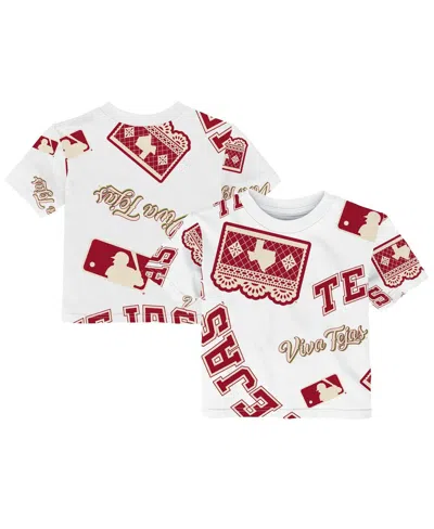 Outerstuff Babies' Toddler White Texas Rangers 2026 City Connect Game Day T-shirt In Animal Print