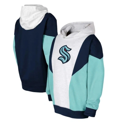 Outerstuff Kids' Youth Ash/deep Sea Blue Seattle Kraken Champion League Fleece Pullover Hoodie