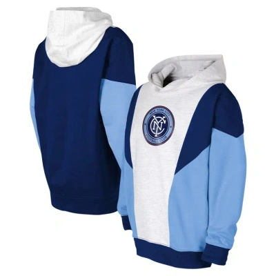 Outerstuff Kids' Youth Ash/navy New York City Fc Champion League Fleece Pullover Hoodie