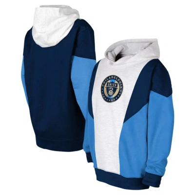 Outerstuff Kids' Big Boys And Girls Ash, Navy Philadelphia Union Champion League Fleece Pullover Hoodie In Ash,navy