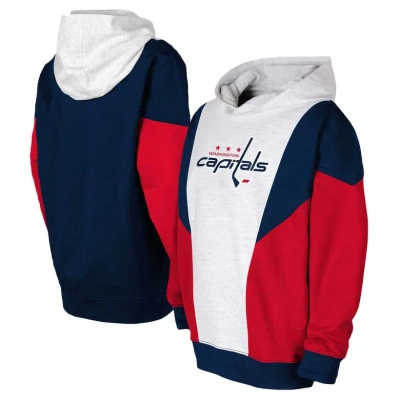 Outerstuff Kids' Youth Ash/navy Washington Capitals Champion League Fleece Pullover Hoodie