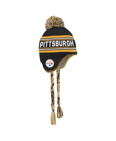 Outerstuff Kids' Youth Black Pittsburgh Steelers Jacquard Tassel Knit Hat With Pom